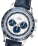 Speedmaster in Steel - Limited Edition on Blue Alligator Leather Strap with Silver Dial with Blue Subdials
