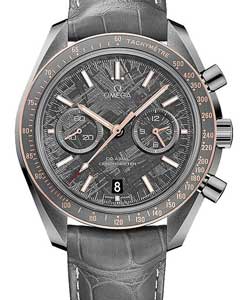 Speedmaster Grey Side of the Moon with  Meteorite Dial on Gray Alligator Leather Strap 