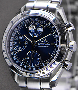 Speedmaster Day Date Mens 39mm Automatic in Steel On Steel Bracelet with Blue Dial