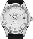 Deville Co-Axial Chornometer Mens 41mm Automatic in Steel On Black Alligator Strap with Silver Roman Dial