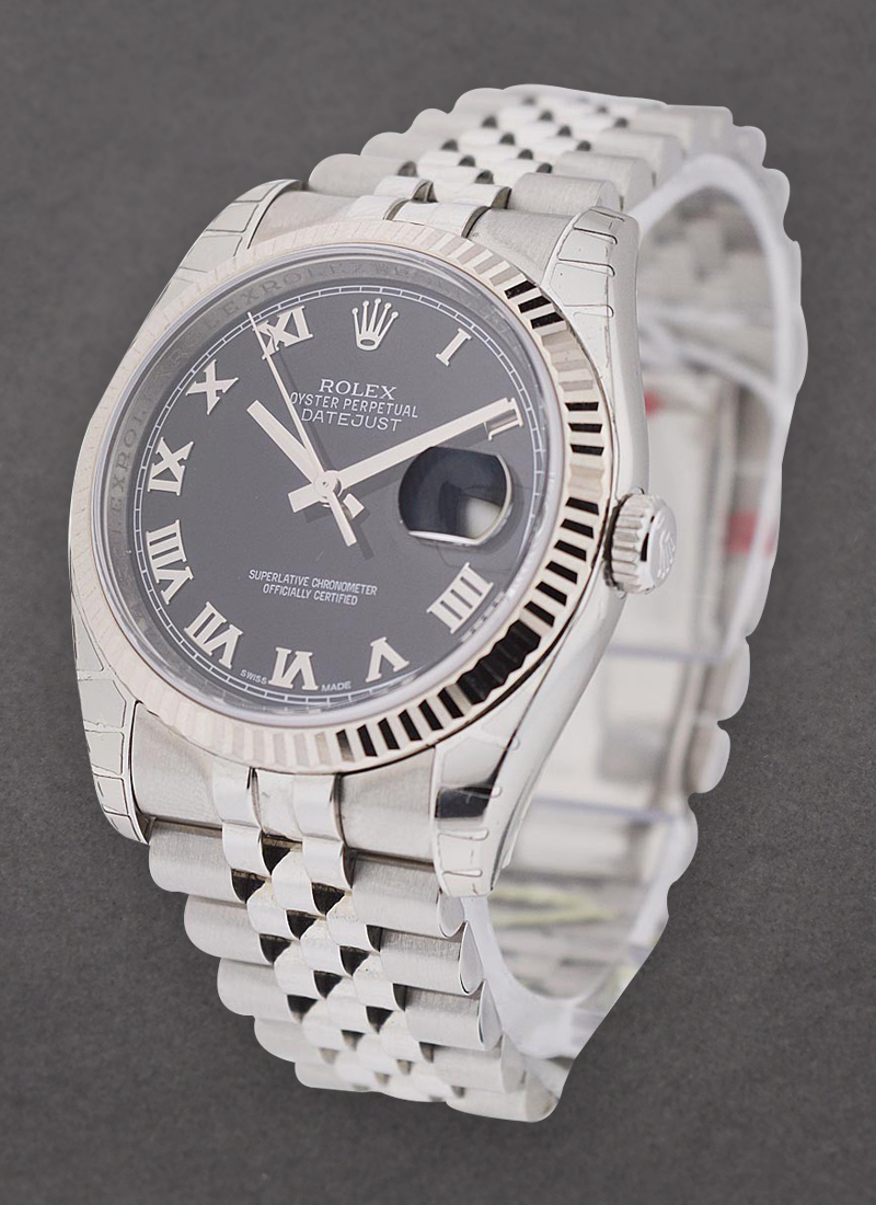 Rolex Unworn Datejust in Steel with White Gold Fluted Bezel