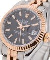 Datejust 26mm in Steel and Rose Gold Fluted Bezel on Steel and Rose Gold Jubilee Bracelet with Black Stick Dial
