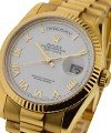 President 36mm in Yellow Gold with Fluted Bezel on President Bracelet with White Roman Dial