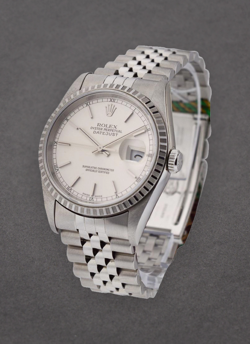 Pre-Owned Rolex Datejust 36mm in Steel with Engine Bezel