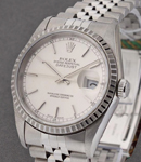 Datejust 36mm in Steel with Engine Bezel on Jubilee Bracelet with Silver Stick Dial