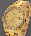 Midsize -  31mm President - Yellow Gold - Custom Diamond Bezel on Yellow Gold Bracelet with Champagne Diamond Dial