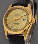 Vintage Datejust 36mm in Yellow Gold on Strap with Champagne Stick Dial