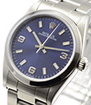 Mid Size Oyster Perpetual 31mm in Steel with Domed Bezel on Oyster Bracelet with Blue Stick & Arabic Dial