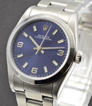 Mid Size Oyster Perpetual 31mm in Steel with Domed Bezel on Oyster Bracelet with Blue Stick & Arabic Dial