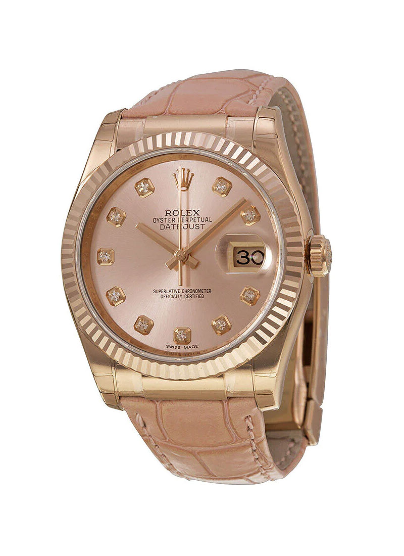 Pre-Owned Rolex Datejust 36mm in Rose Gold with Fluted Bezel