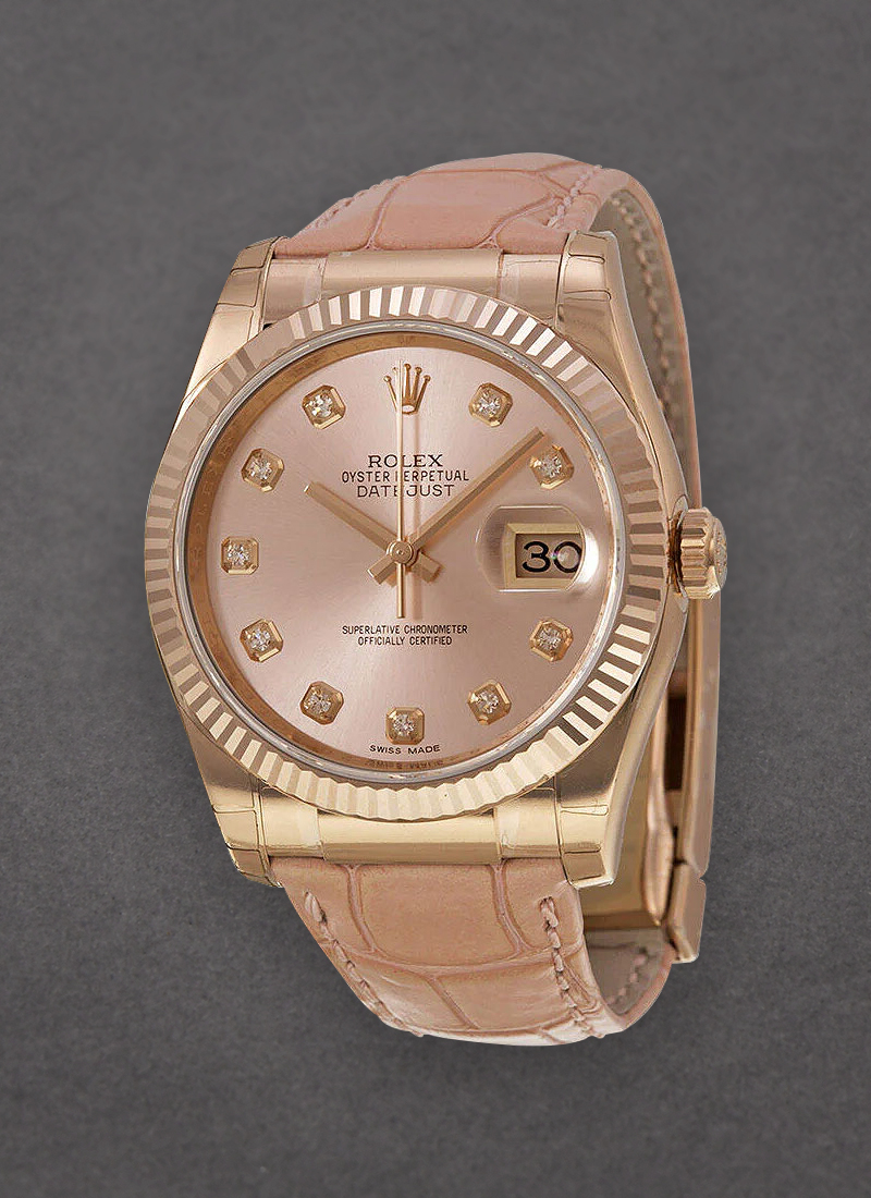 Pre-Owned Rolex Datejust 36mm in Rose Gold with Fluted Bezel