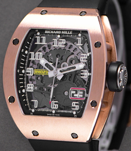 RM 29 Automatic Big Date in Rose Gold On Strap with Skeleton Dial