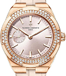 Overseas Ladies 37mm Automatic in Rose Gold with Diamond Bezel On Beige Alligator Strap with Rose Dial