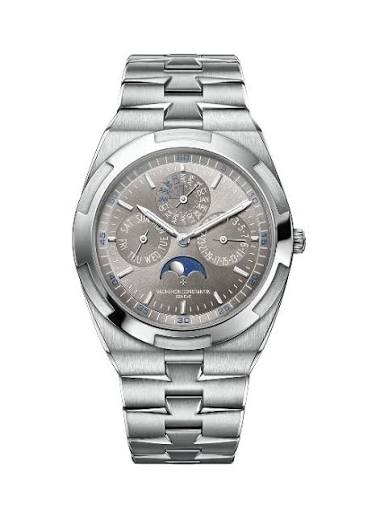 Overseas Ultra Thin Perpetual Calendar Mens 41.5mm Automatic in White Gold On White Gold Bracelet with Gray Color