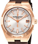 Overseas 41mm Automatic in Rose Gold on Brown Alligator Leather Strap with Silver Dial