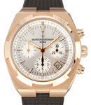 Overseas Chronograph Mens 42.5mm Automatic in Rose Gold On Brown Alligator Strap with Silver Dial