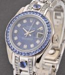 Masterpiece Special Edition in White Gold with Saphire Diamond Bezel on Pearlmaster Diamond Bracelet with Sodalite Diamond Dial