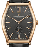 Malte Dual Time Mens Manual in Rose Gold On Brown Crococdile Strap with Grey Dial - Gold Markers