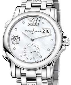 Dual Tie Manufacture Ladies 37.5mm Automatic in Steel On Steel Bracelet with Mother of Pearl Diamond Dial