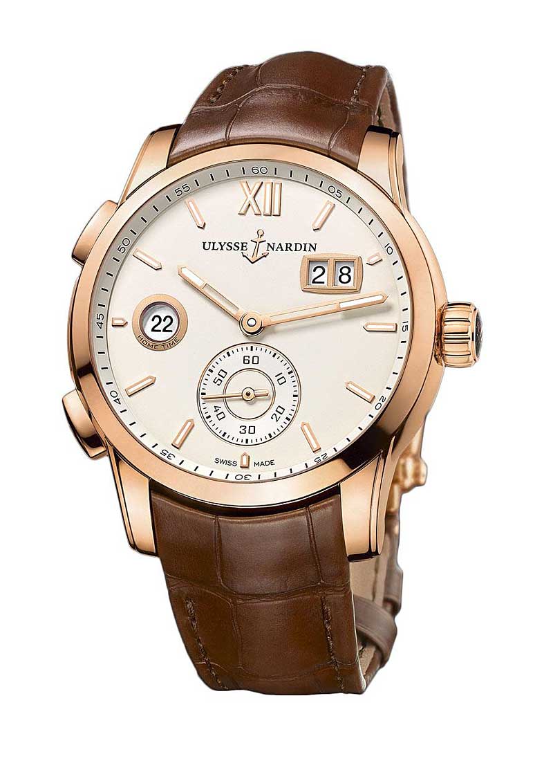 Ulysse Nardin Dual Time Mens 42mm Automatic in Rose Gold 