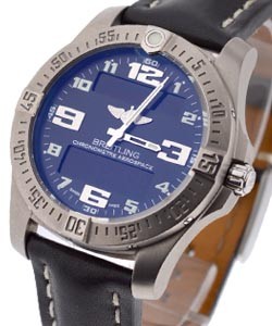 Aerospace Evo Quartz in Titanium On Black Leather Strap with Blue Arabic Dial