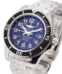 Superocean II in Steel with Black Bezel on Steel Bracelet with Black Arabic Dial
