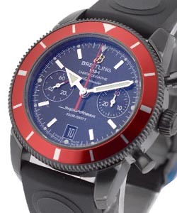 Superocean Heritage Chronograph in Black PVD Steel with Red Bezel on Rubber Strap with Volcano Black Dial - Limited Edition