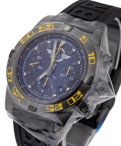 Chronomat 44 Military Jet Team  - Limited Edition Black Steel Case on Rubber Strap with Black Dial - Yellow Accents