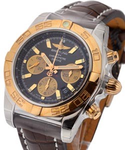 Chronomat B01 Men's Automatic Chronograph in 2-Tone Steel and RG on Brown Crocodile Strap with Black Dial
