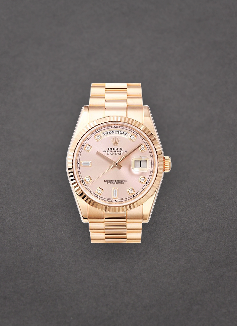 Pre-Owned Rolex President Day Date in Rose Gold with Fluted Bezel