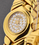 Cellini Oval Shape in Yellow Gold on Yellow Gold Bracelet with Pave Diamond Dial