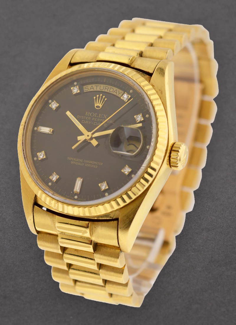 Pre-Owned Rolex Day Date 36mm President in Yellow Gold with Fluted Bezel