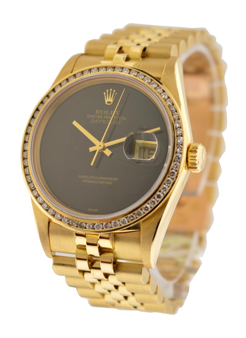 Pre-Owned Rolex Datejust 36mm in Yellow Gold with Custom Diamond Bezel