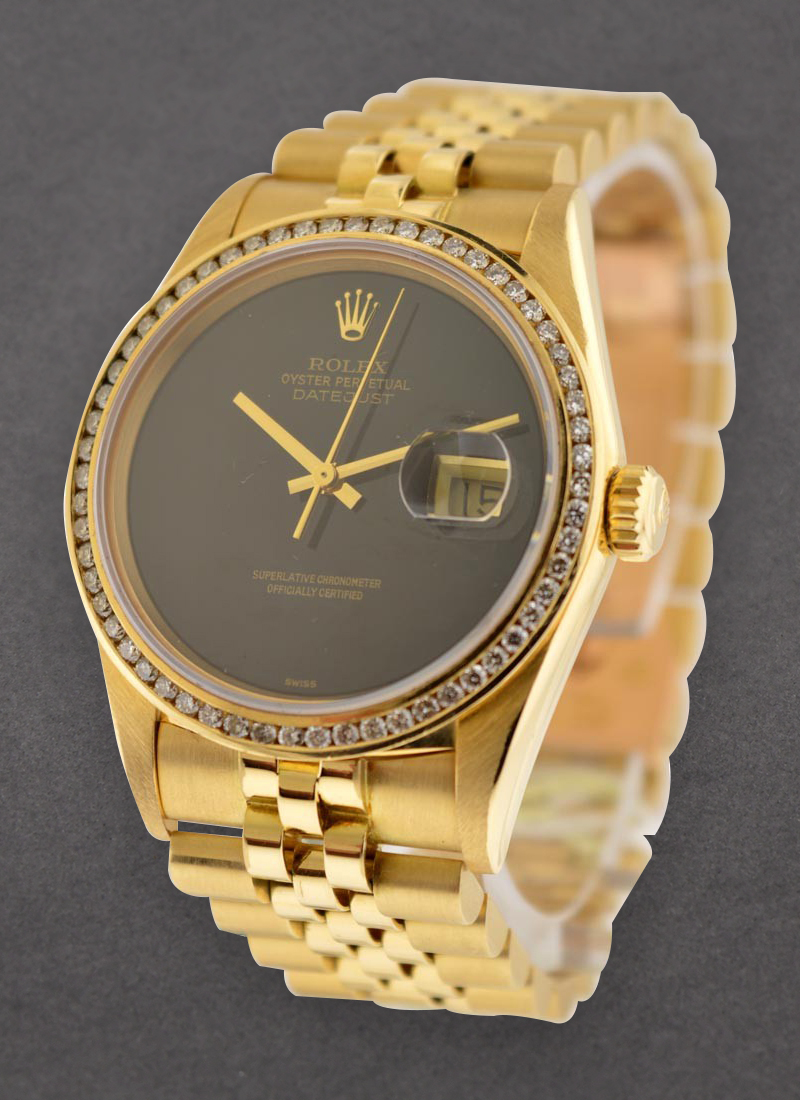 Pre-Owned Rolex Datejust 36mm in Yellow Gold with Custom Diamond Bezel