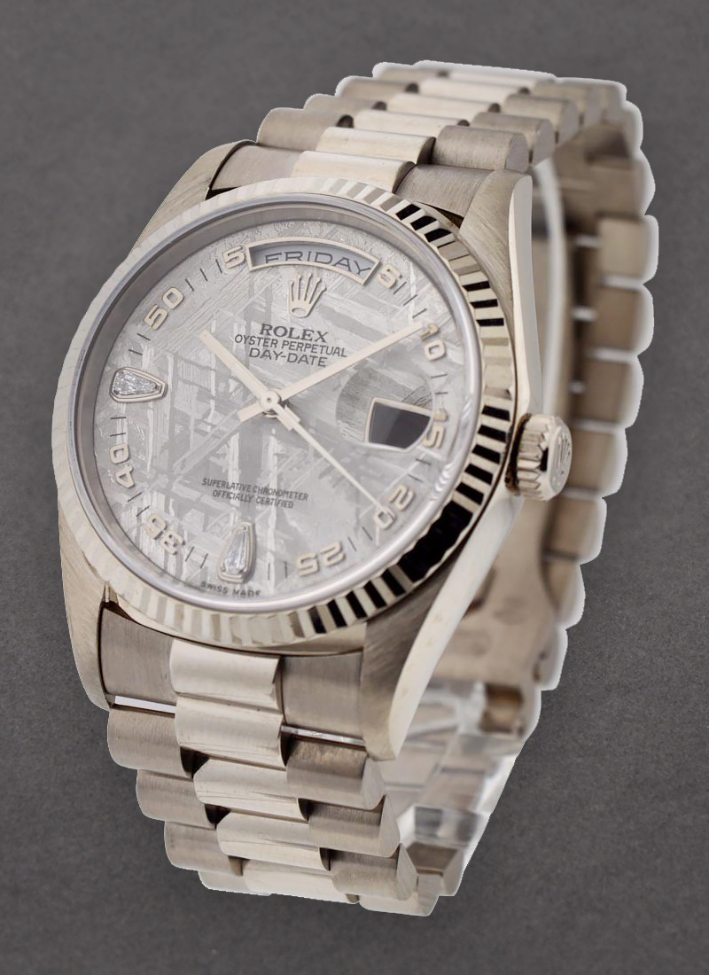 Pre-Owned Rolex White Gold - 36mm - President - White Gold - Fluted Bezel