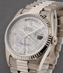 White Gold - 36mm - President - White Gold - Fluted Bezel on President Bracelet with Meteorite Diamond Dial