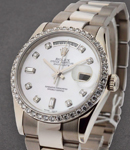 White Gold - President - Diamond Bezel - 36mm on Oyster Bracelet with MOP Diamond Dial