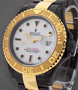 Yacht-Master Large Size 40mm in Steel with DLC Coating on Oyster Bracelet with White Dial