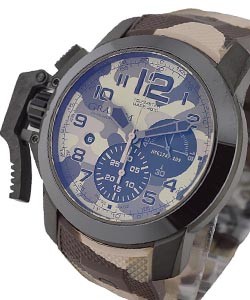 Chronofighter Oversize Black Arrow Celsius in Black PVD Steel with Ceramic Bezel on Beige Camouflage Rubber Strap with Beige Camouflage Dial