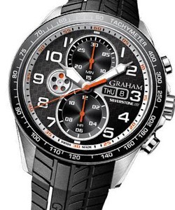 Silverstone RS Racing in Steel on Black Rubber Strap with Black Dial - Orange Accent
