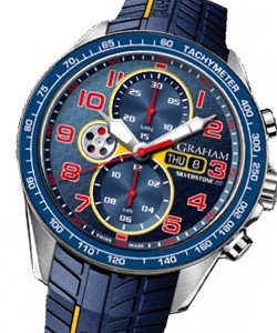 Silverstone RS Racing in Black PVD Steel with Blue Bezel on Blue and Yellow Rubber Strap with Blue Dial  - Red Accent