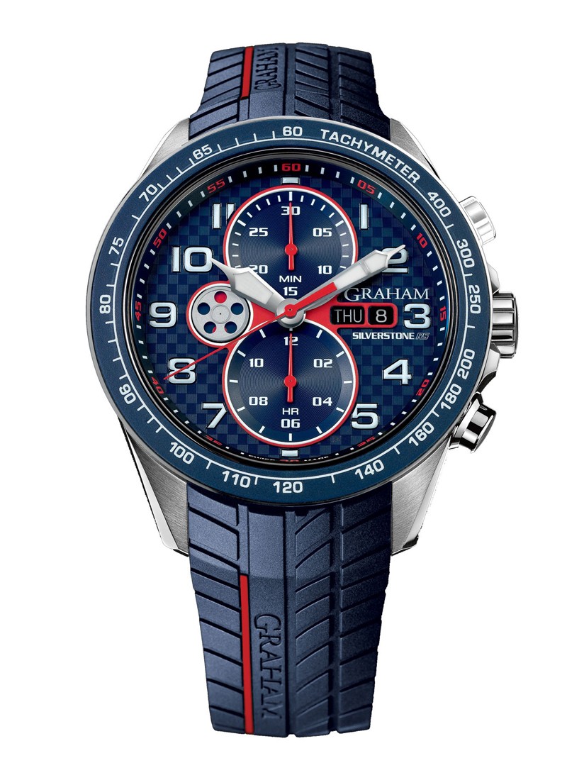 Graham Silverstone RS Racing Chronograph in Black PVD Steel with Blue Bezel