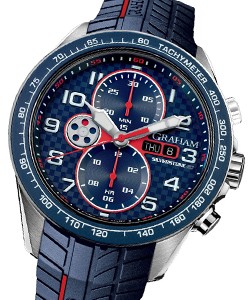 Silverstone RS Racing Chronograph in Black PVD Steel with Blue Bezel on Blue and Red Rubber Strap with Blue Dial  - Red Accent