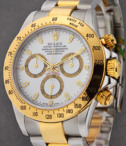 Daytona 2-Tone Chronograph on Oyster Bracelet with White Luminous Stick Dial