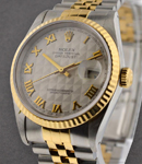 2-Tone Datejust 36mm with Yellow Gold Fluted Bezel on Jubilee Bracelet with Ivory Pyramid Roman Dial