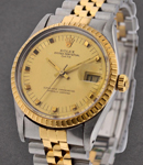 Date - 2-Tone Fluted Bezel - 34mm - Mens on Jubilee Bracelet with Champagne Dot Dial