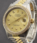 Datejust 2-Tone 36mm with Custom Diamond Bezel on Jubilee Bracelet with Champagne Diamond Dial