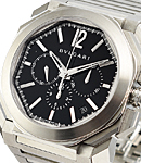Octo Velocissimo Chronograph  41.5mm Automatic in Steel On Steel Bracelet with Black Dial