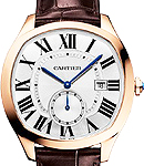 Drive de Cartier in Rose Gold On Brown Alligator Leather Strap with Silver Dial