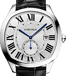 Drive de Cartier in Steel on Black Alligator Leather Strap with Silver Dial